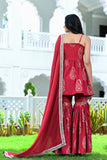 Maroon Hand Block Sharara Suit Set