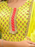 Lime Green Hand Block Sharara Suit Set