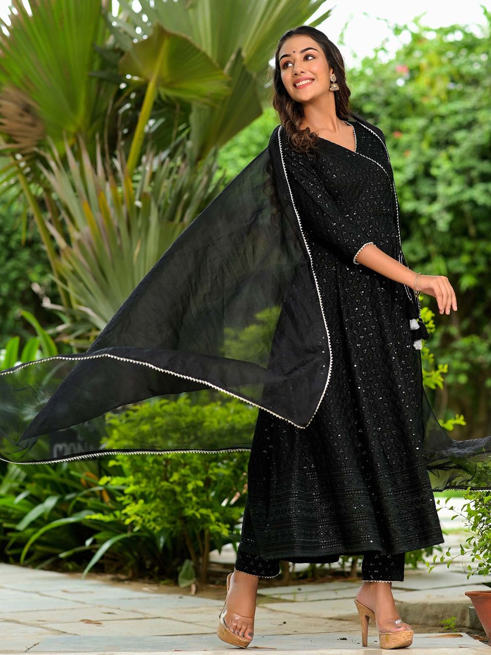 Bold & Beautiful Black Anarkali Suit Set