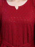 Maroon Sequinned Kaftan Palazzo Set