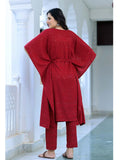 Maroon Sequinned Kaftan Palazzo Set
