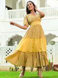 Lemon Yellow Hand Block Cotton Dress