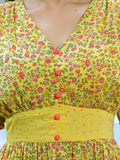 Lemon Yellow Hand Block Cotton Dress