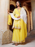 Amber Lehariya Peplum Kurta Sharara Set