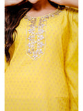 Lemon Yellow Gold Printed Kaftan Palazzo Set