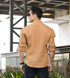 Brown Linen Embroidery Shirt