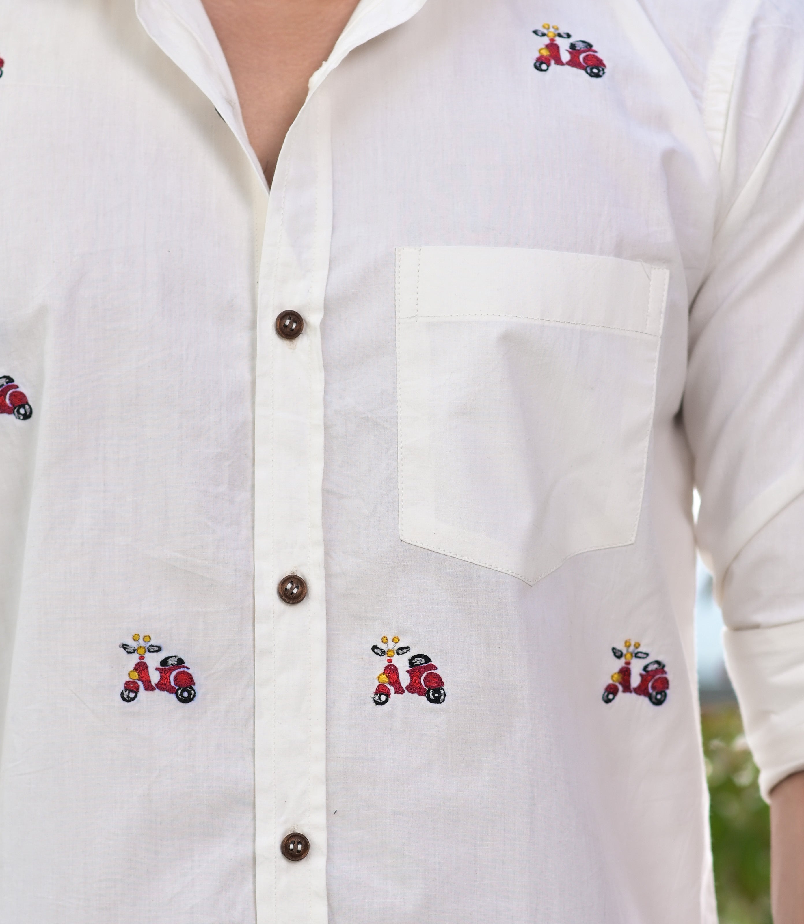 White Embroidery Cotton Shirt