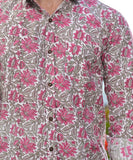 Pink Floral Hand Block Shirt