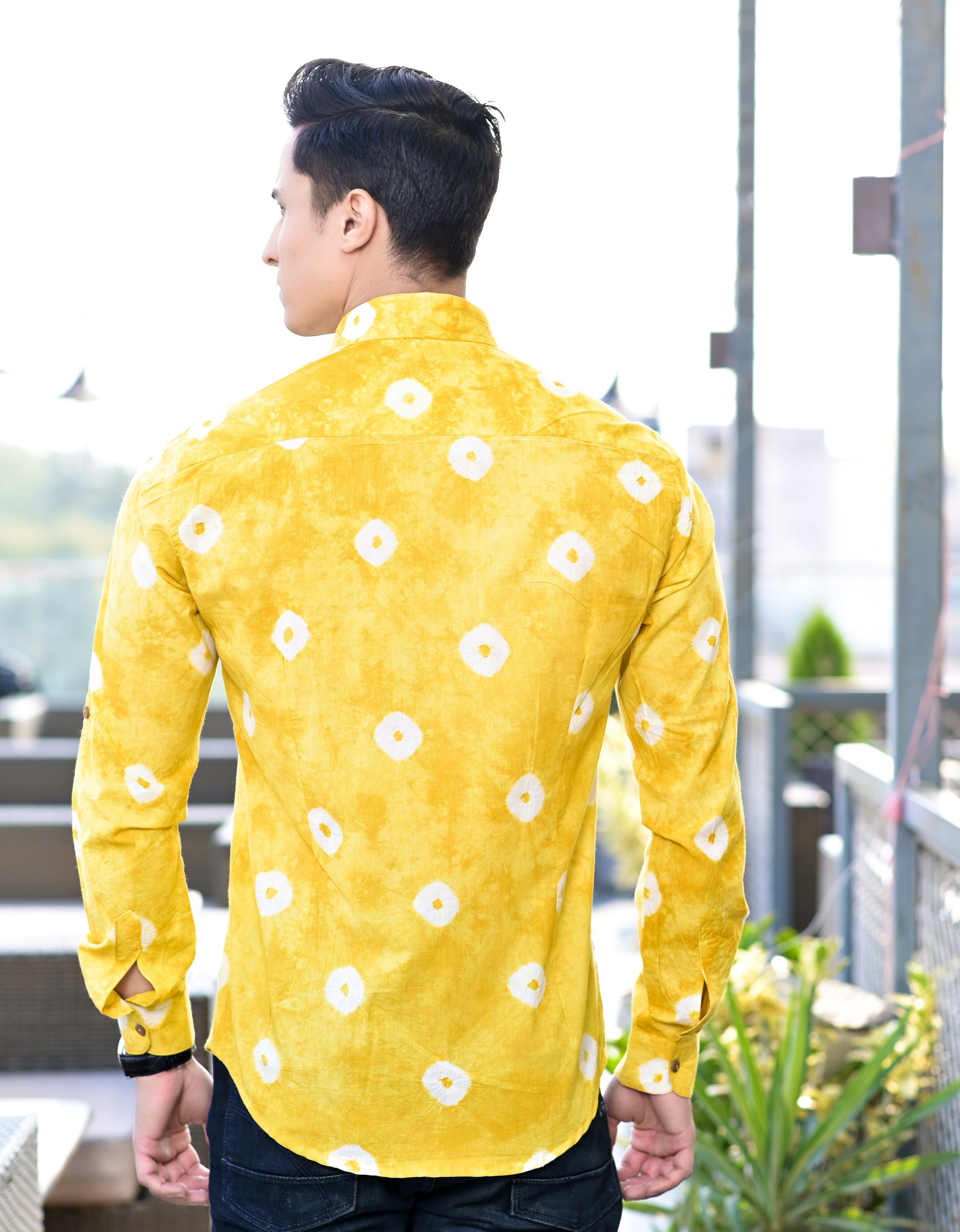 Mustard Bandhani Cotton Shirt