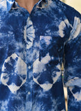 Dark Blue Tie Dye Cotton Shirt