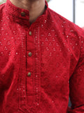 Heavy Embroidery Sequins Maroon Kurta
