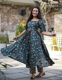Printed Floral Cotton Kurta Palazzo Set