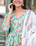 Floral Cotton Peplum Kurta Sharara Dupatta Set
