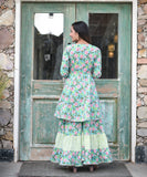 Floral Cotton Peplum Kurta Sharara Dupatta Set
