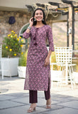 Printed Cotton Lurex Kurta Palazzo Dupatta Set
