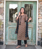 Printed Cotton Lurex Kurta Palazzo Dupatta Set