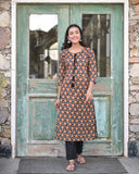 Printed Cotton Lurex Kurta Palazzo Dupatta Set