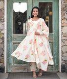 Printed Cotton Anarkali Kurta Palazzo Dupatta Set