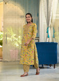 Floral Yellow Kurta Palazzo Set