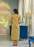 Floral Yellow Kurta Palazzo Set