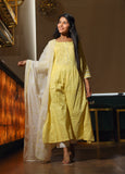 Yellow Cotton Dobby Kurta With Palazzo & Dupatta Set