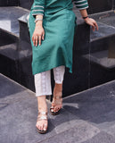 Emerald Straight Embroidered Pintuck Kurta & Palazzo Set