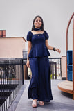 Sapphire Peplum Top and Palazzo Dupatta Set