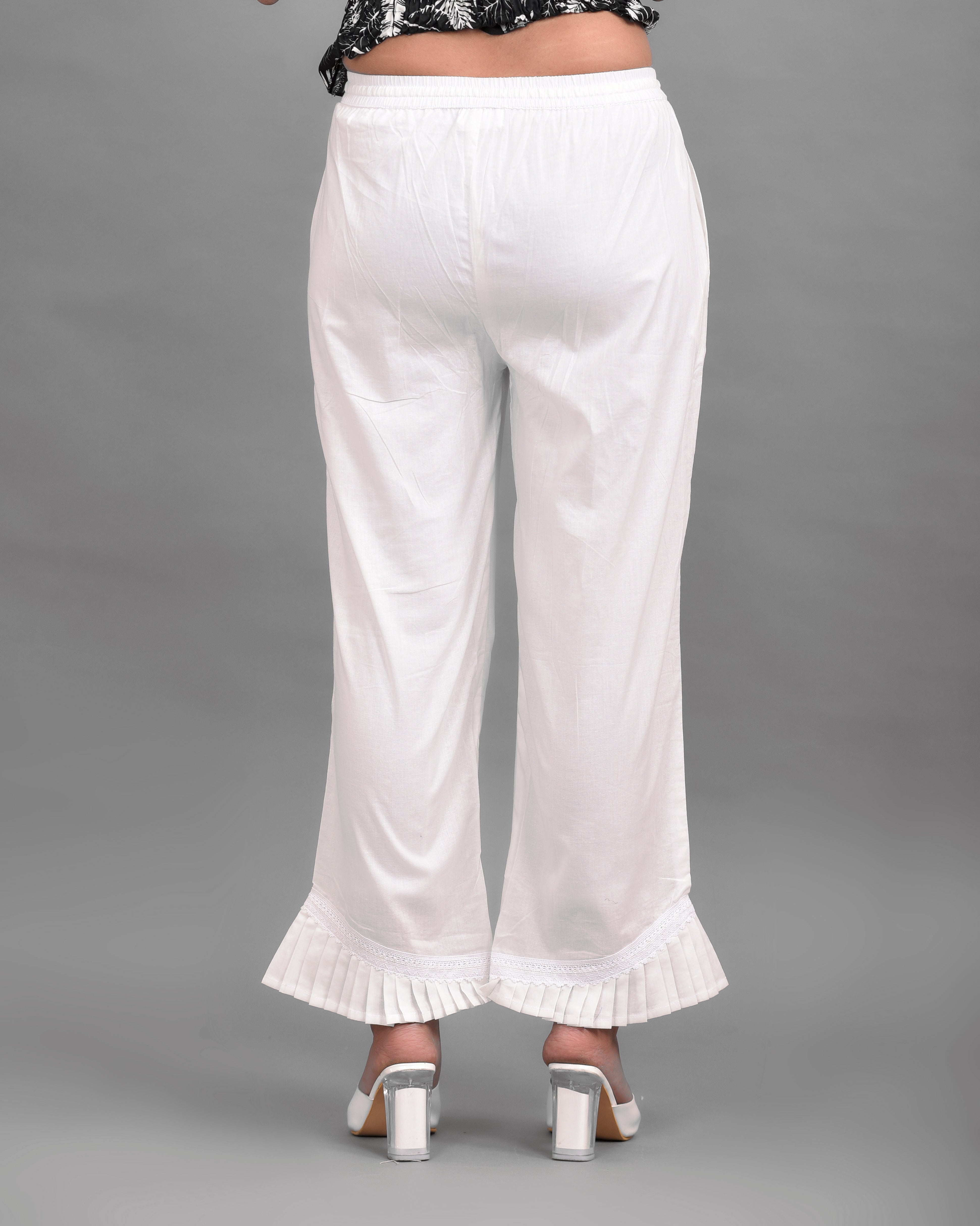 Pleated Detail Palazzo Pants  Styched Fashion