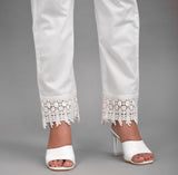 White Cotton Lace Detailed Palazzo