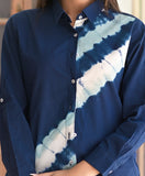 Blue Diagonal Tie Dye Cotton Shirt