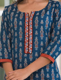 Cobalt Blue Embroidery Detailed Kurta Set