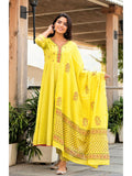 Aesthetic Yellow Embroidery Kurta Suit Set