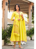 Aesthetic Yellow Embroidery Kurta Suit Set