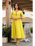 Aesthetic Yellow Embroidery Kurta Suit Set