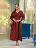 Carnelian Maroon Muslin Dress