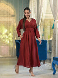 Carnelian Maroon Muslin Dress