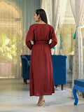 Carnelian Maroon Muslin Dress