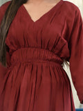 Carnelian Maroon Muslin Dress