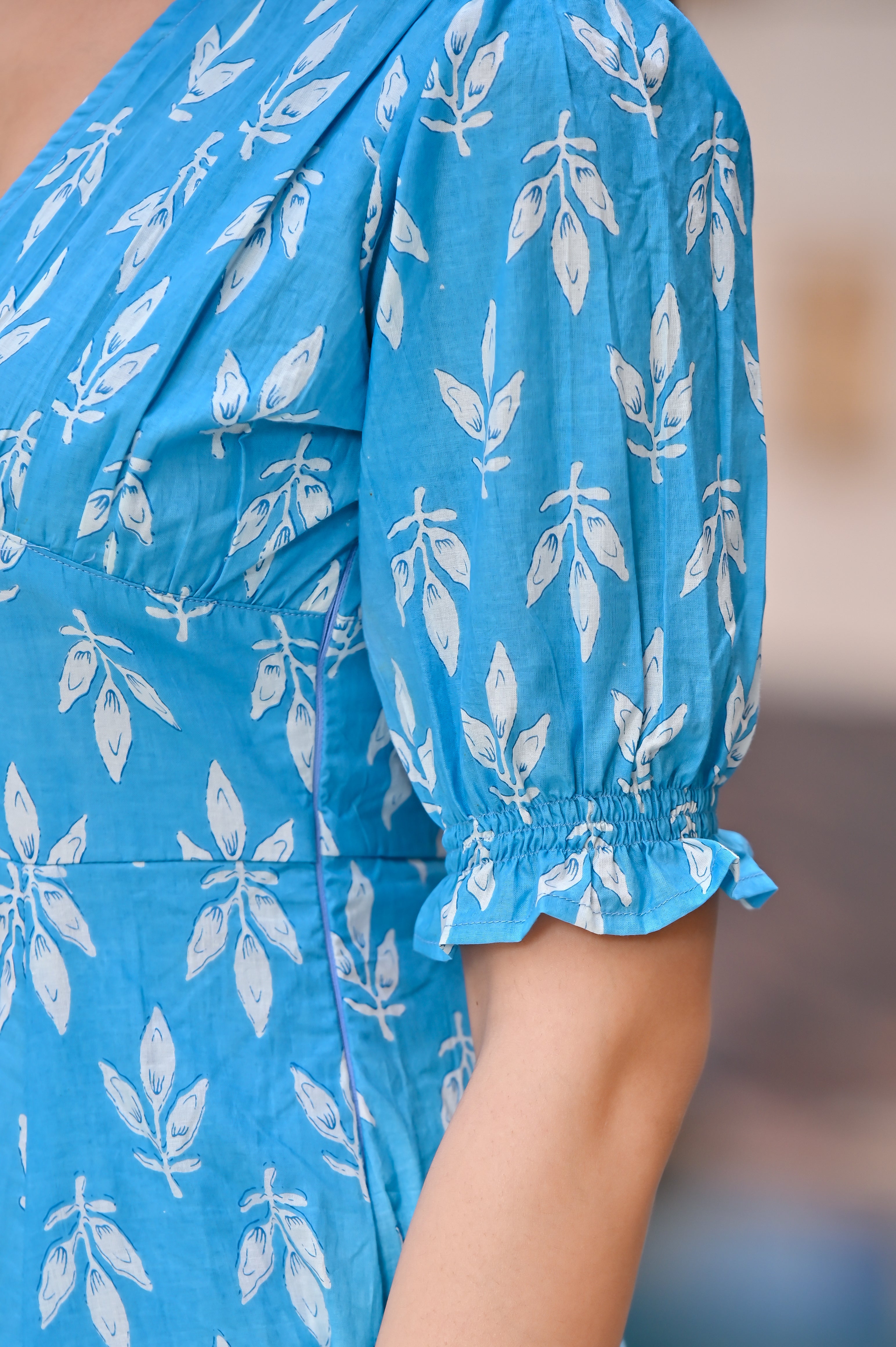 Azure Blue Classy Cotton Dress