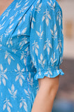 Azure Blue Classy Cotton Dress