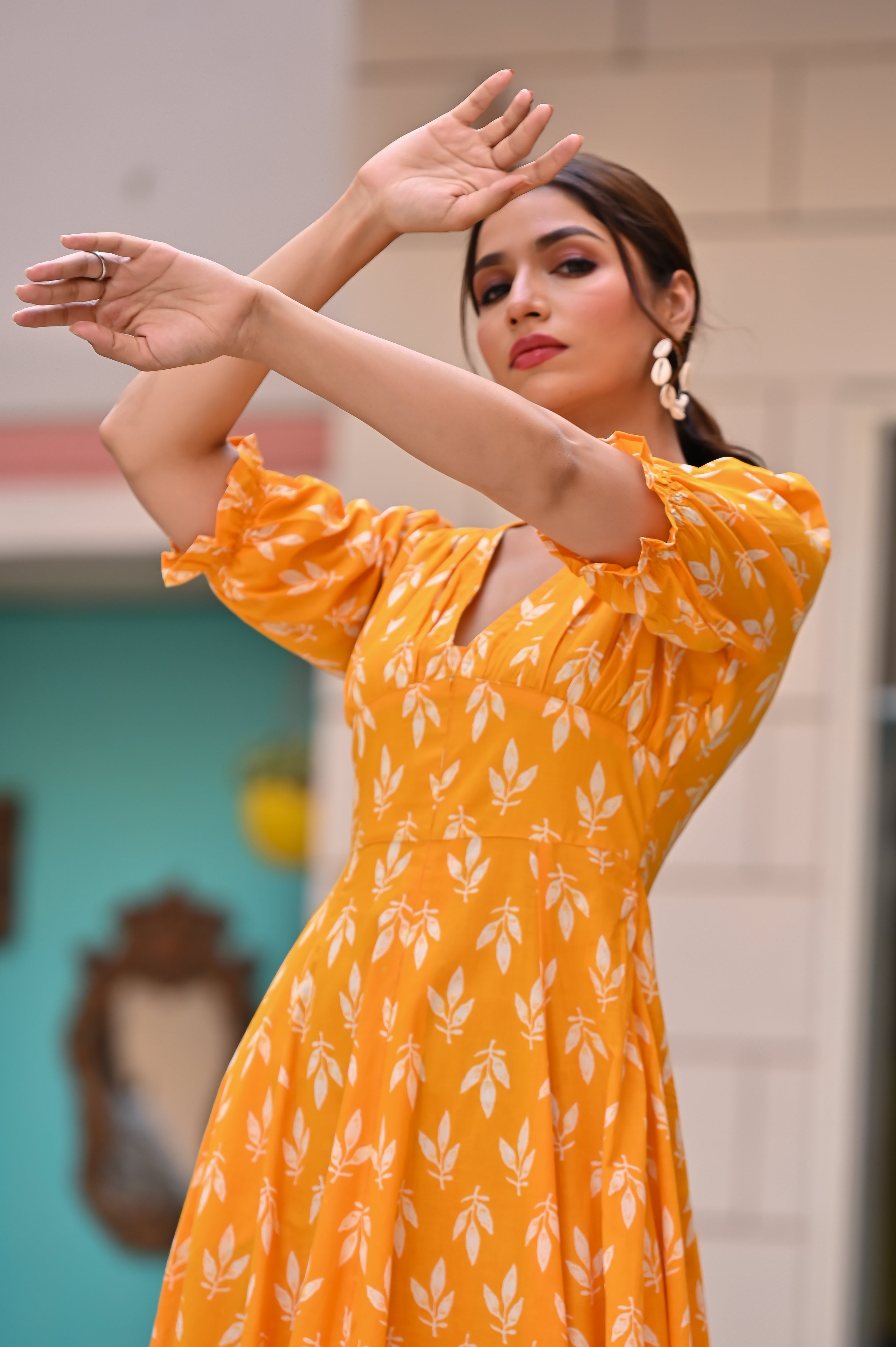 Sunshine Yellow Classy Cotton Dress Hatheli Sunshine Yellow Classy Cotton Dress Hatheli