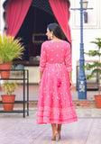 Printed Tiered Anarkali Embellished With Hand Work