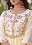 Ivory Embroidered Kurta Palazzo Dupatta Set