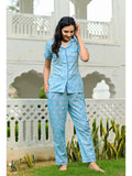 Bull Print Hand Block Cotton Night Suit