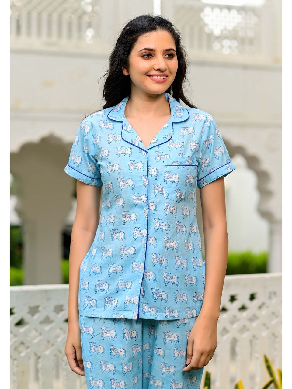 Indian Night Suit, Women Nightwear, Cotton Pajamas Set, Pure Cotton Ultra  Soft Nightwear, Sleep Wear Cotton Pants and Collar Pattern Shirt - Etsy