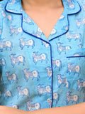 Bull Print Hand Block Cotton Night Suit