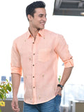 Peach Linen Embroidery Shirt