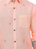 Peach Linen Embroidery Shirt