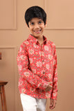 Boys Floral Printed Red Shirt