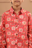 Boys Floral Printed Red Shirt
